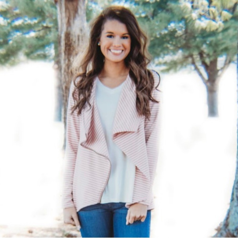 Pink /white zip up spring jacket